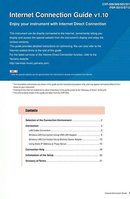 yamaha雅马哈PSR-S910_PSR-S710 Internet Connection Guide (Version 1.10)